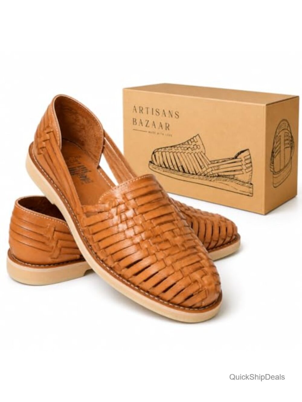 Handmade Mexican Woven Leather Huaraches Sandals Closed Toe Slip On Flats